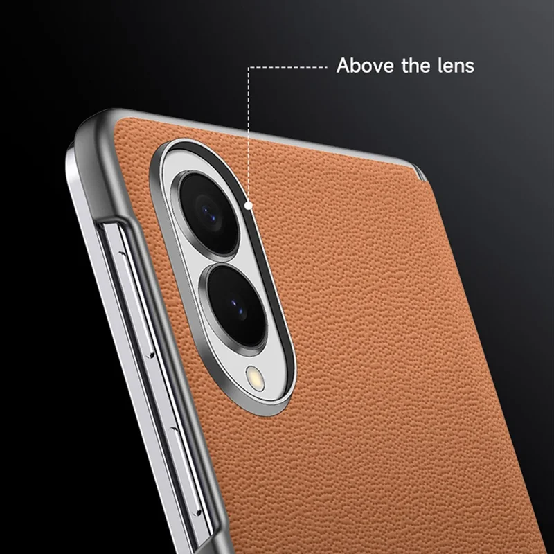 SULADA For Samsung Galaxy Z Fold8 Case Genuine Cow Leather Frameless Phone Back Cover - Brown