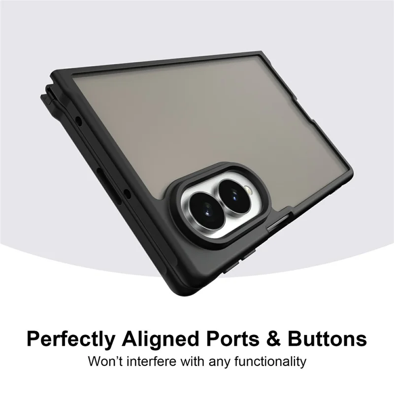 For Samsung Galaxy Z Fold8 Case Drop Proof Airbags Frosted Translucent PC + TPU Phone Back Cover - Black