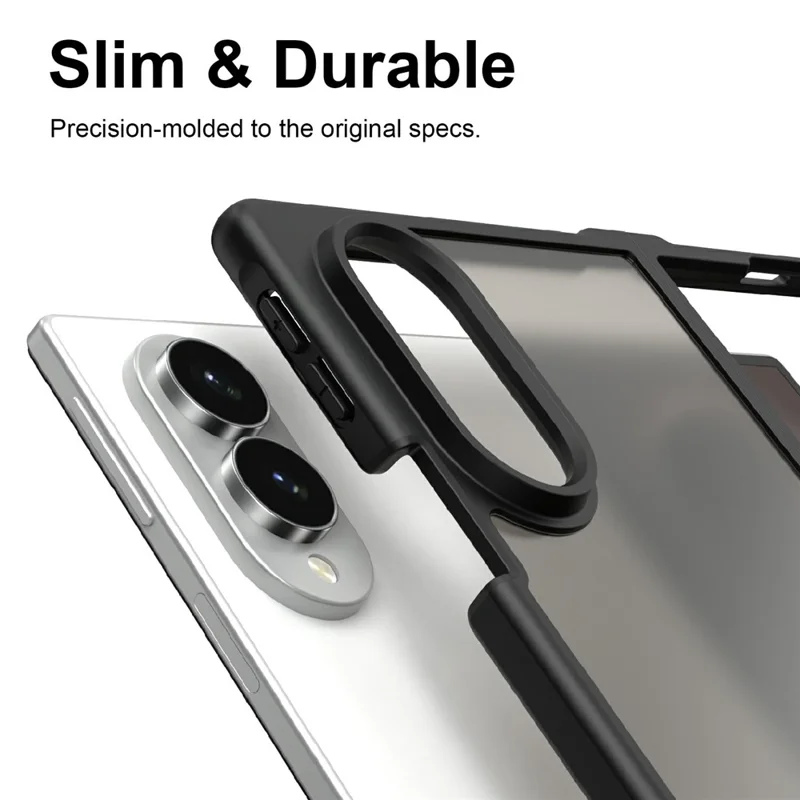 For Samsung Galaxy Z Fold8 Case Drop Proof Airbags Frosted Translucent PC + TPU Phone Back Cover - Black