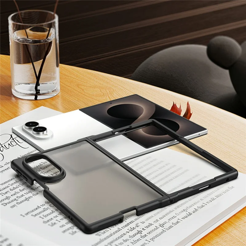 For Samsung Galaxy Z Fold8 Case Drop Proof Airbags Frosted Translucent PC + TPU Phone Back Cover - Black