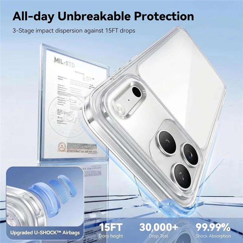CASEKOO voor iPhone 18 Pro / 17 Pro hoesje PC + TPU transparant anti-vergeel hoes - Transparant