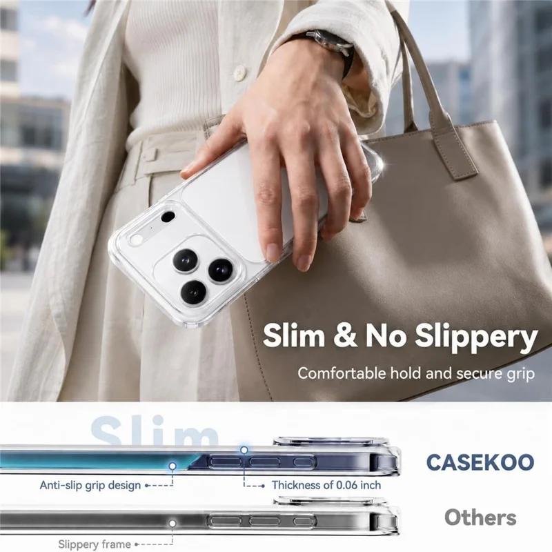 CASEKOO för iPhone 18 Pro Max / 17 Pro Max skal av PC + TPU, klart skalskydd mot gulnande - Transparent