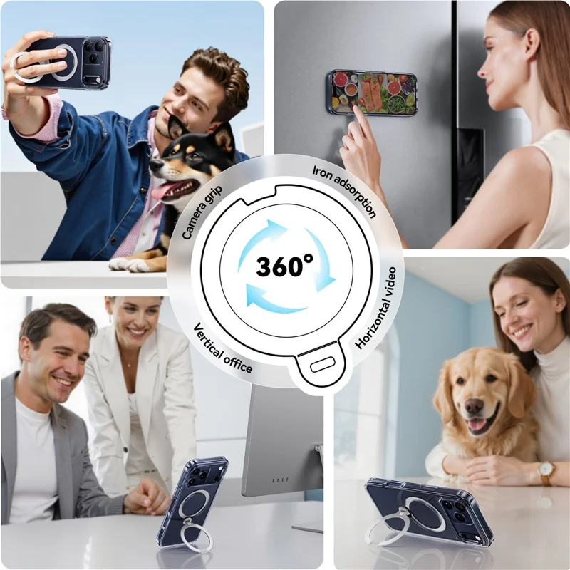 CASEKOO per iPhone 18 Pro Max / 17 Pro Max Custodia Magnetica con Supporto Girevole Custodia Posteriore Trasparente in PC + TPU Antiurto