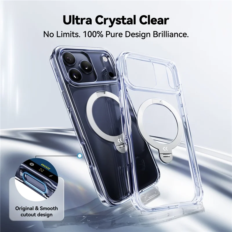 CASEKOO per iPhone 18 Pro Max / 17 Pro Max Custodia Magnetica con Supporto Girevole Custodia Posteriore Trasparente in PC + TPU Antiurto