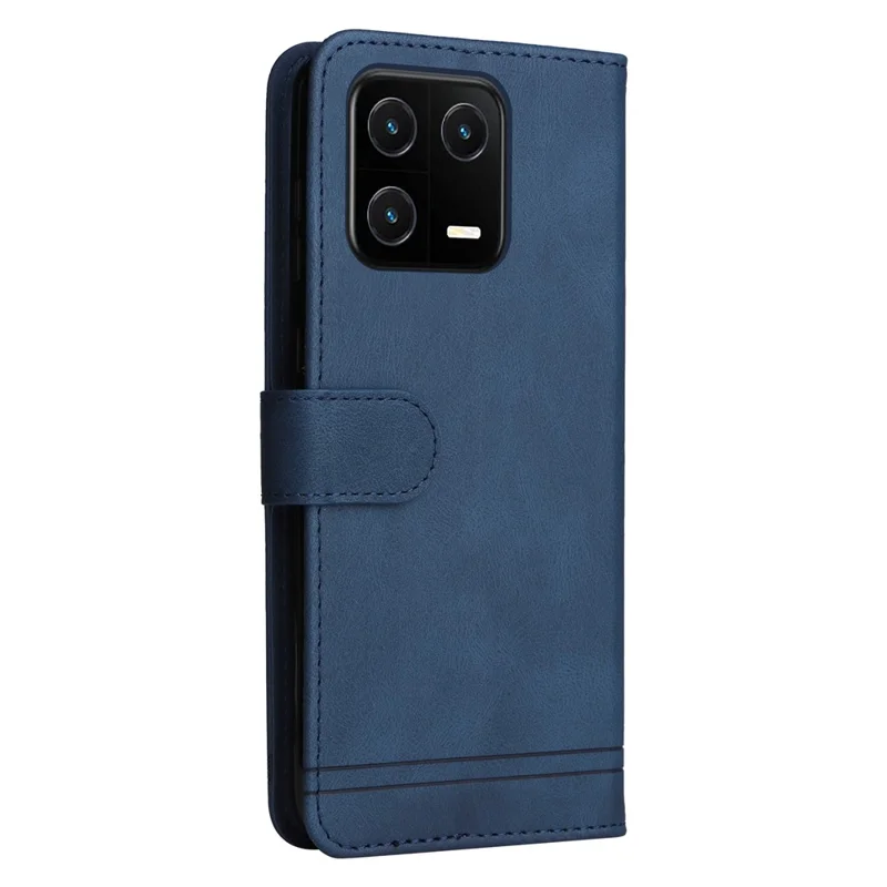 Capa Carteira em Pele para Xiaomi 13, Capa Tátil com Suporte e Alça - Azul