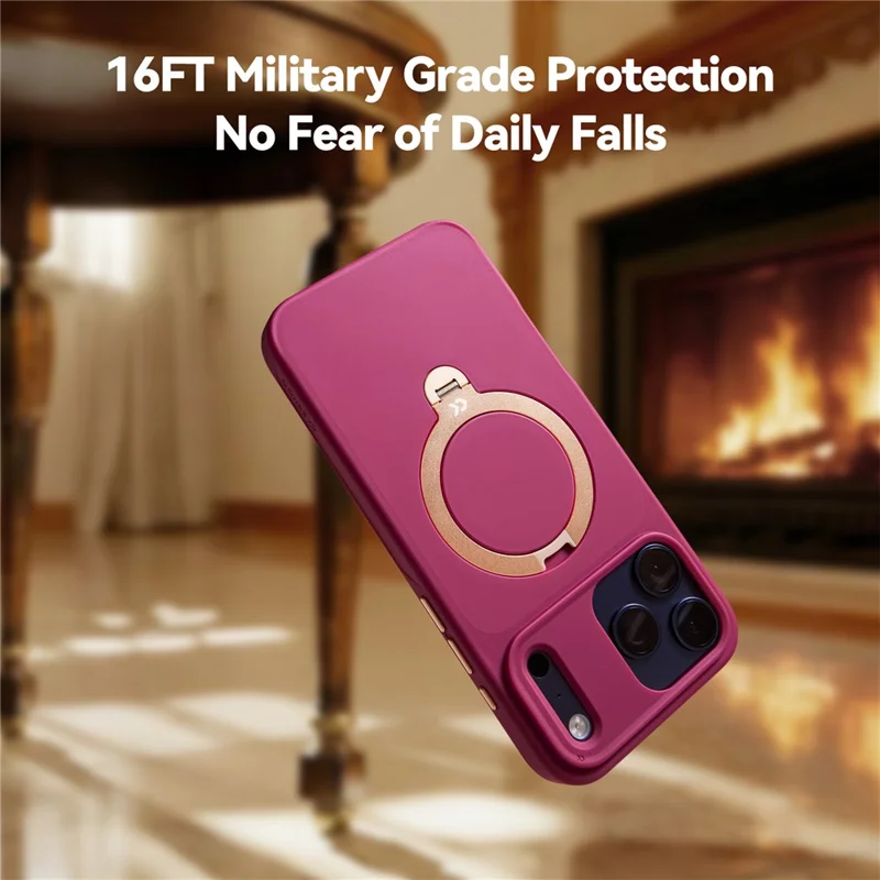 CASEKOO voor iPhone 18 Pro Max / 17 Pro Max hoesje Magnetische draaibare standaard PC + TPU valbeveiliging telefoonhoes - Roze