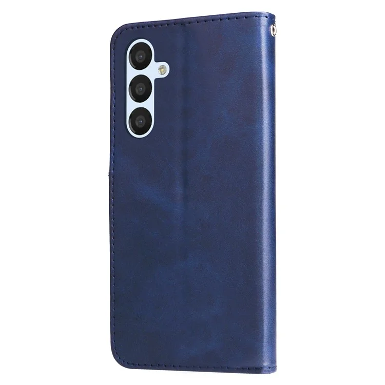 Para Samsung Galaxy A54 5G Anti-scratch Zipper Pocket Flip Phone Case Calf Texture PU Leather Magnetic Closure Stand Wallet Cover - Azul
