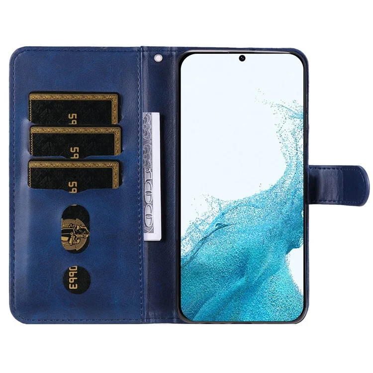 Para Samsung Galaxy A54 5G Anti-scratch Zipper Pocket Flip Phone Case Calf Texture PU Leather Magnetic Closure Stand Wallet Cover - Azul