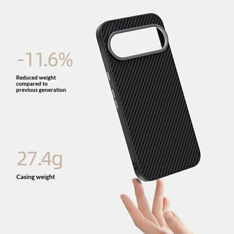 ABEEL for Google Pixel 11 Pro Magnetic Case Slim Carbon Fiber Texture TPU PC PU Phone Back Cover - Black