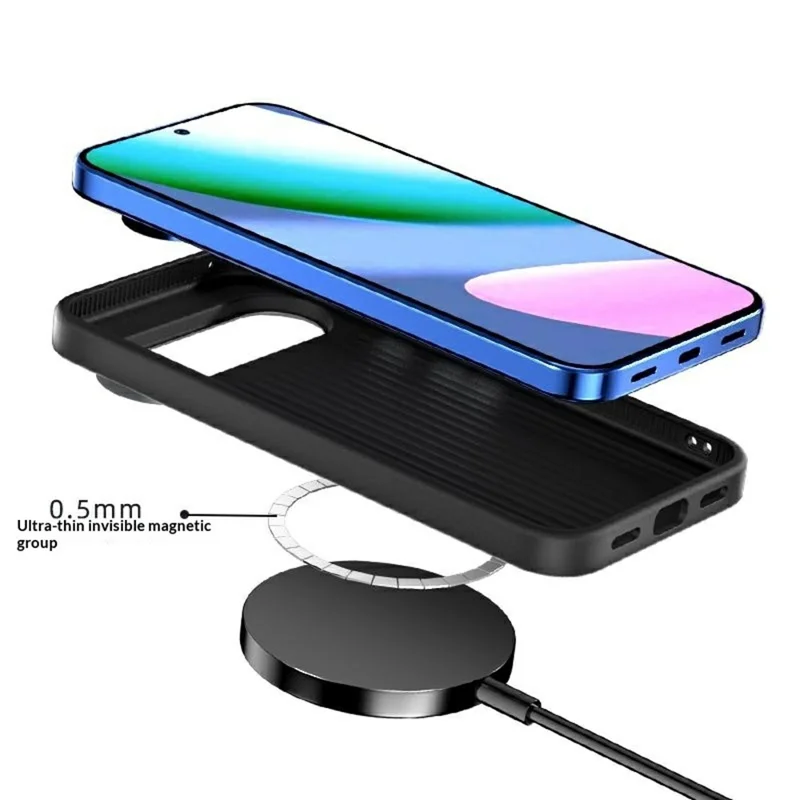 ABEEL for Google Pixel 11 Pro Magnetic Case Slim Carbon Fiber Texture TPU PC PU Phone Back Cover - Black
