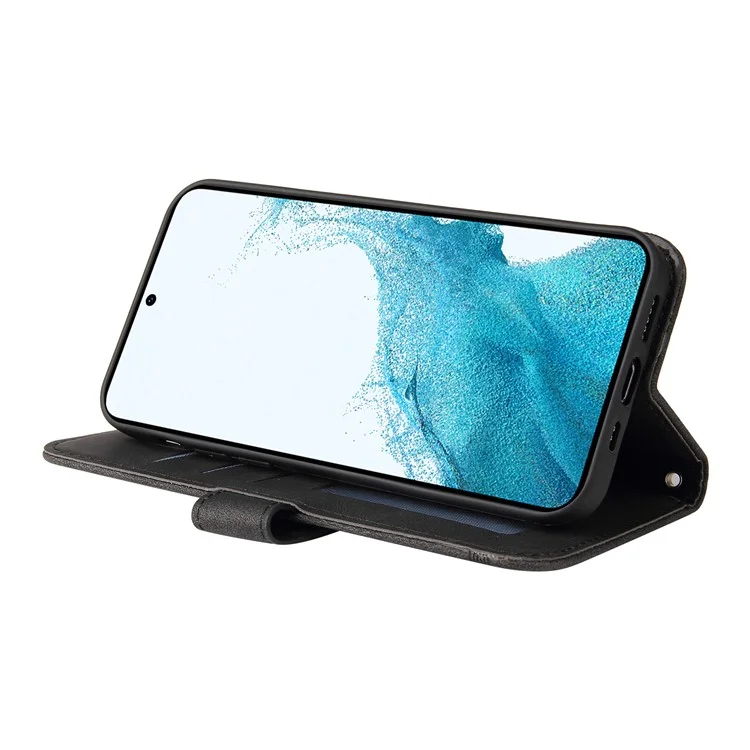For Samsung Galaxy A54 5G Leather Wallet Cases Skin Touch Phone Cover Stand with Strap - Black