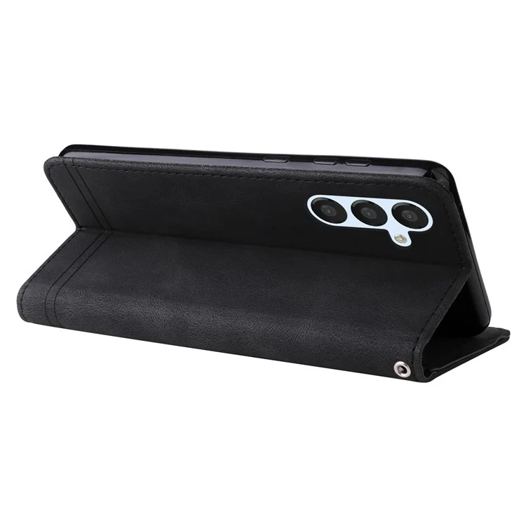 For Samsung Galaxy A54 5G Leather Wallet Cases Skin Touch Phone Cover Stand with Strap - Black