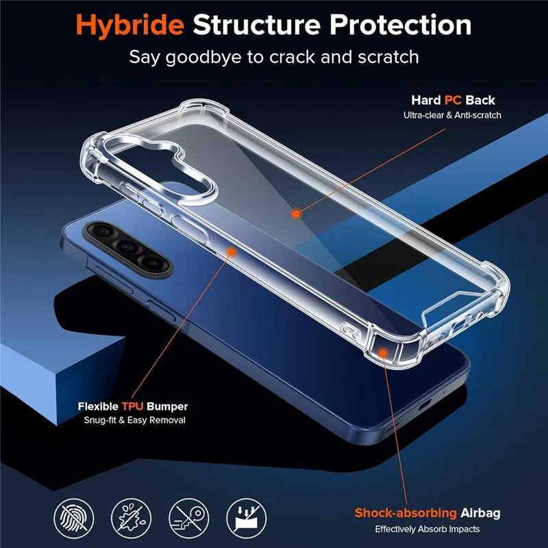 Cover per Samsung Galaxy A18 5G, Protezione Militare contro le Cadute, Cover per Telefono in Acrilico + TPU - Trasparente