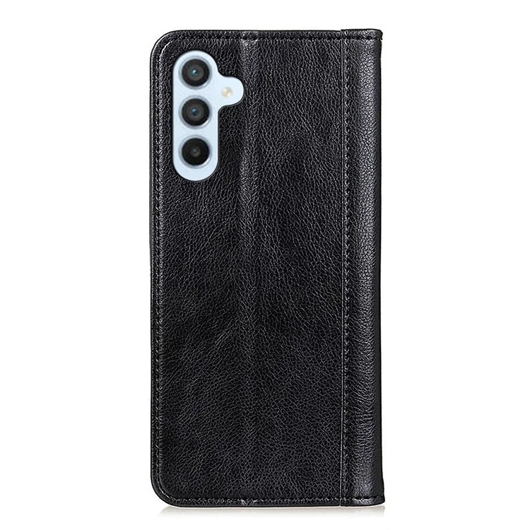 Для Samsung Galaxy A34 5G Litchi Texture Split Leather Stand Phone Case Wallet Magnetic Auto-absorbed Shell Protection Cover - Черный