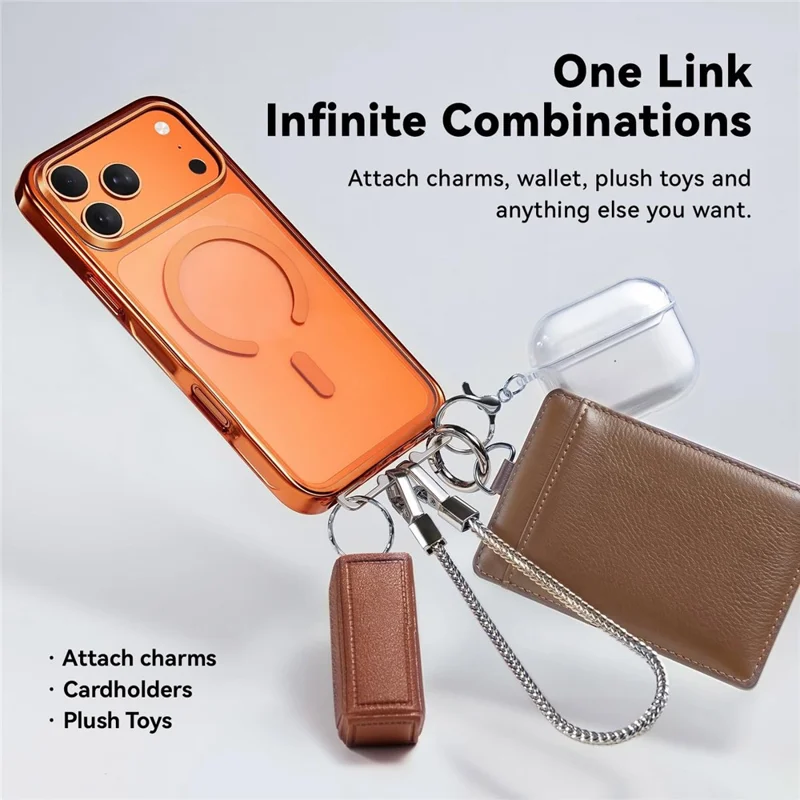 CASEKOO för iPhone 18 Pro / 17 Pro Magnetisk Skal Dold Spänne PC + TPU Chockabsorberande Skyddsskal med Rem - Orange