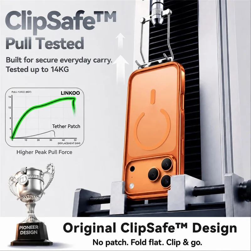 CASEKOO per iPhone 18 Pro Max / 17 Pro Max Custodia Magnetica con Fibbia Nascosta Custodia Protettiva Antiurto in PC + TPU con Cinturino - Arancione