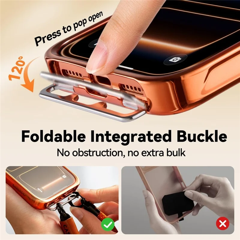 CASEKOO per iPhone 18 Pro Max / 17 Pro Max Custodia Magnetica con Fibbia Nascosta Custodia Protettiva Antiurto in PC + TPU con Cinturino - Arancione