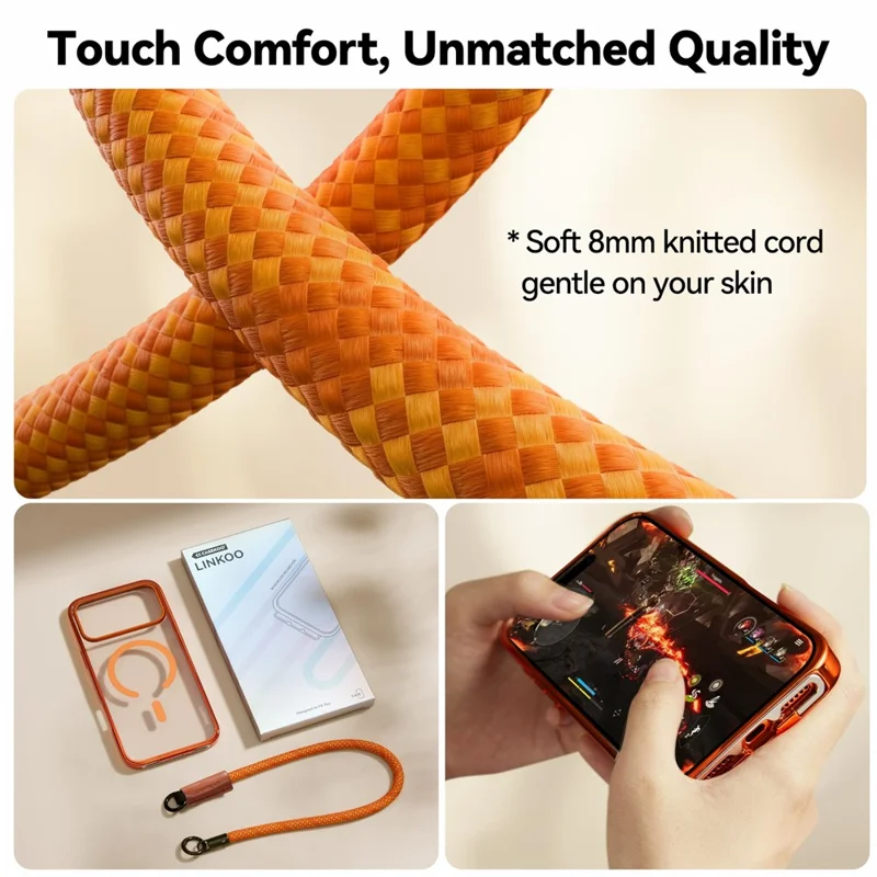 CASEKOO per iPhone 18 Pro Max / 17 Pro Max Custodia Magnetica con Fibbia Nascosta Custodia Protettiva Antiurto in PC + TPU con Cinturino - Arancione