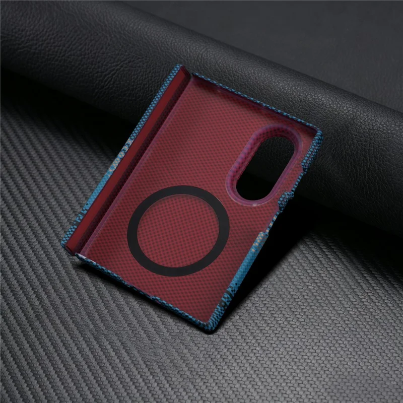 For Samsung Galaxy Z Fold8 Magnetic Case with Screen Protector Water Transfer Hard PC Hinge Protection Phone Cover - Blue