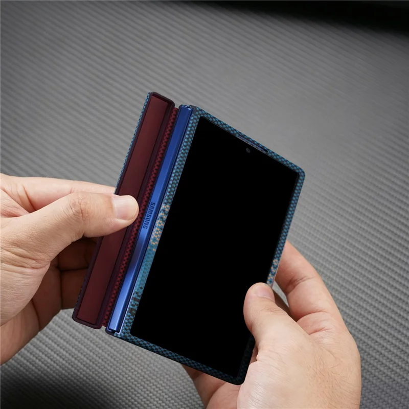 For Samsung Galaxy Z Fold8 Magnetic Case with Screen Protector Water Transfer Hard PC Hinge Protection Phone Cover - Blue
