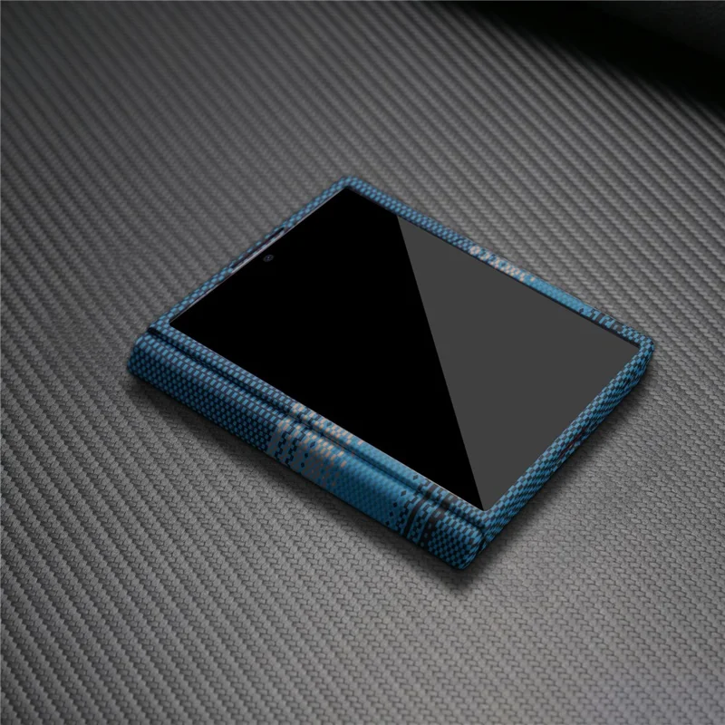 For Samsung Galaxy Z Fold8 Magnetic Case with Screen Protector Water Transfer Hard PC Hinge Protection Phone Cover - Blue