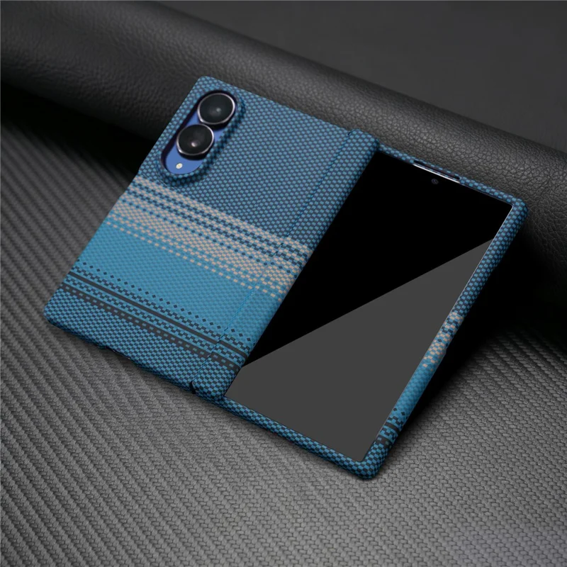 For Samsung Galaxy Z Fold8 Magnetic Case with Screen Protector Water Transfer Hard PC Hinge Protection Phone Cover - Blue
