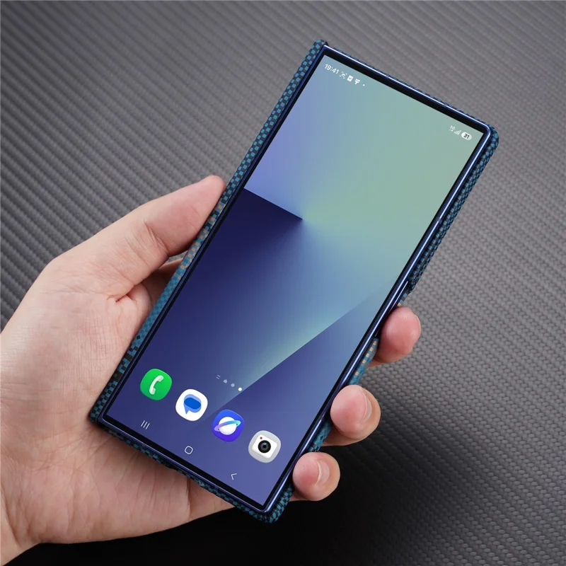 For Samsung Galaxy Z Fold8 Ultra Magnetic Case with Screen Protector Water Transfer Hard PC Hinge Protection Phone Cover - Blue