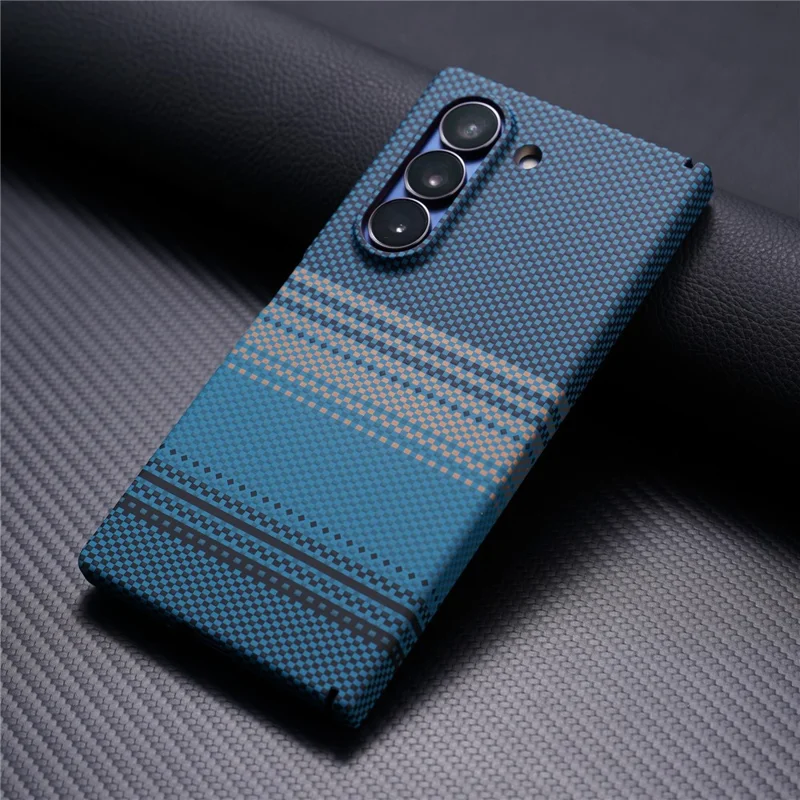 For Samsung Galaxy Z Fold5 5G Magnetic Case with Screen Protector Water Transfer Hard PC Hinge Protection Phone Cover - Blue