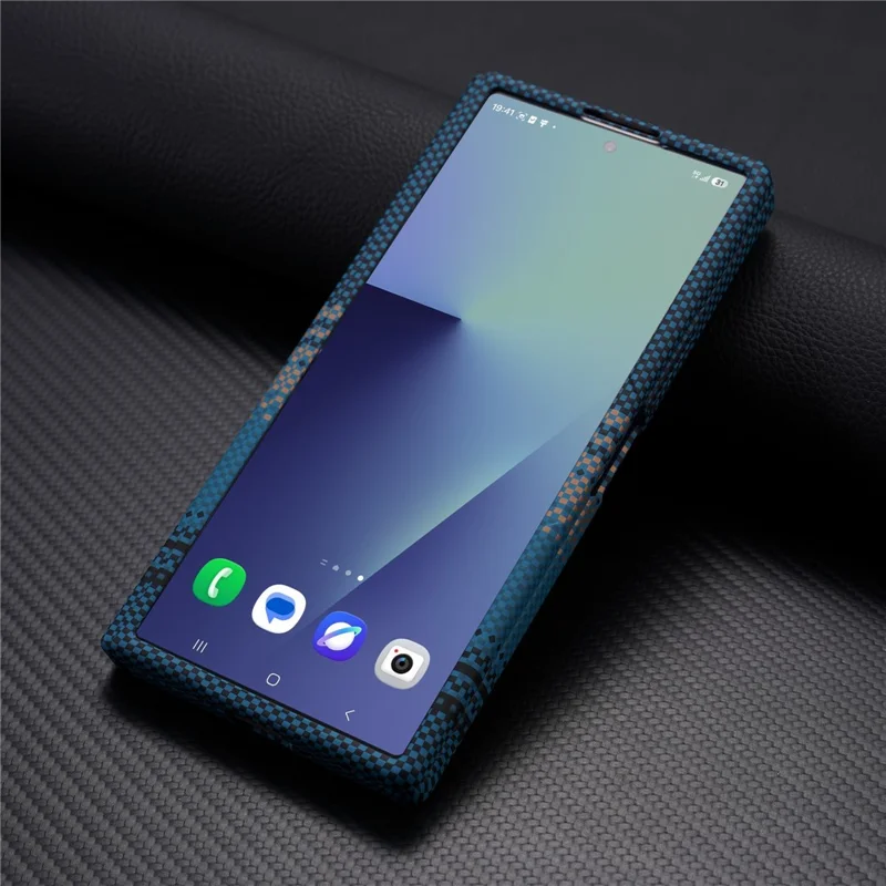 For Samsung Galaxy Z Fold5 5G Magnetic Case with Screen Protector Water Transfer Hard PC Hinge Protection Phone Cover - Blue