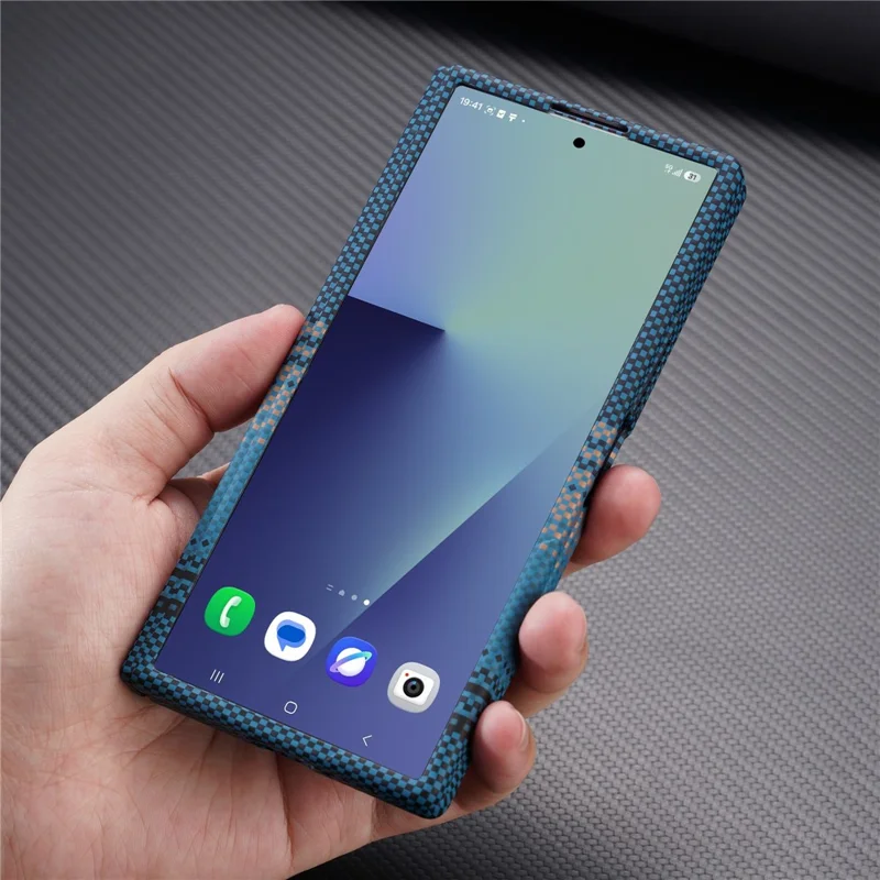 For Samsung Galaxy Z Fold5 5G Magnetic Case with Screen Protector Water Transfer Hard PC Hinge Protection Phone Cover - Blue