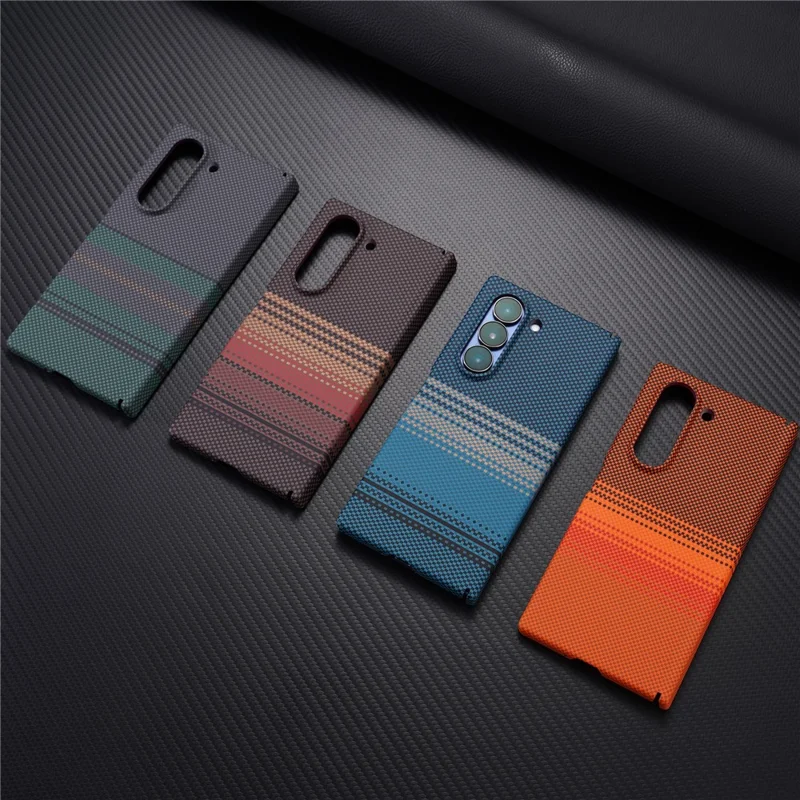 For Samsung Galaxy Z Fold5 5G Magnetic Case with Screen Protector Water Transfer Hard PC Hinge Protection Phone Cover - Blue