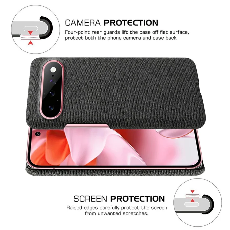 For Google Pixel 11 / 11 Pro Phone Case Cloth Texture Anti-Scratch Protective PC Back Cover - Black