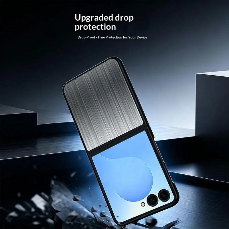 For Samsung Galaxy Z Flip8 Case Protective Stainless Steel + PC Phone Cover - Grey