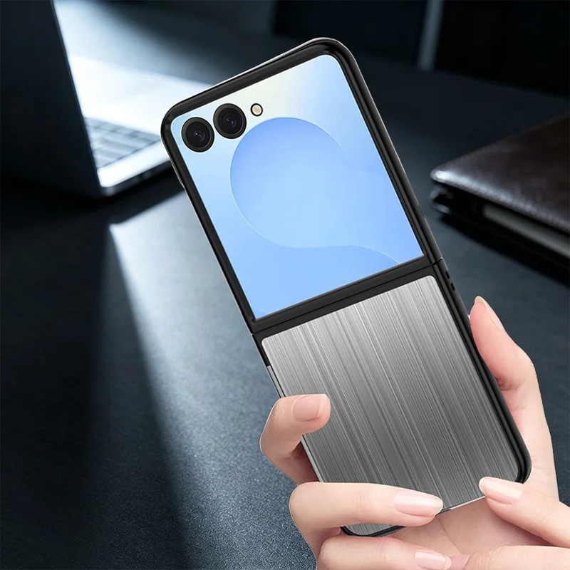 For Samsung Galaxy Z Flip8 Case Protective Stainless Steel + PC Phone Cover - Grey