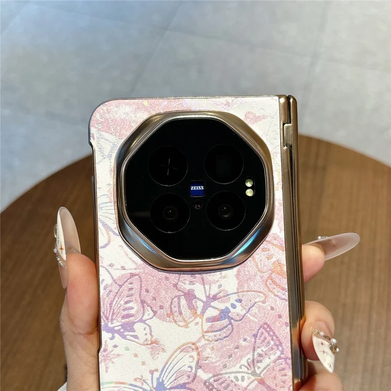 Чехол для vivo X Fold6 5G с бабочками, ударопрочный поликарбонатный чехол с закалённым стеклом и защитой экрана — жёлтый