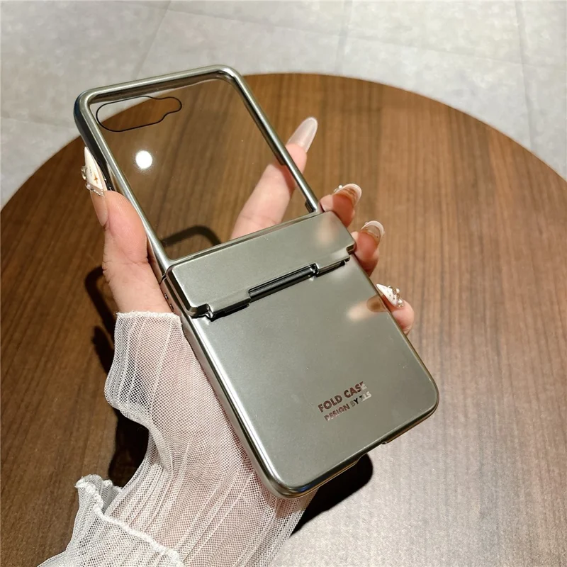 Electroplating Case for Motorola Razr 70 / Razr 60 / Razr 50 5G Hard PC Protective Phone Cover with Screen Protector - Silver