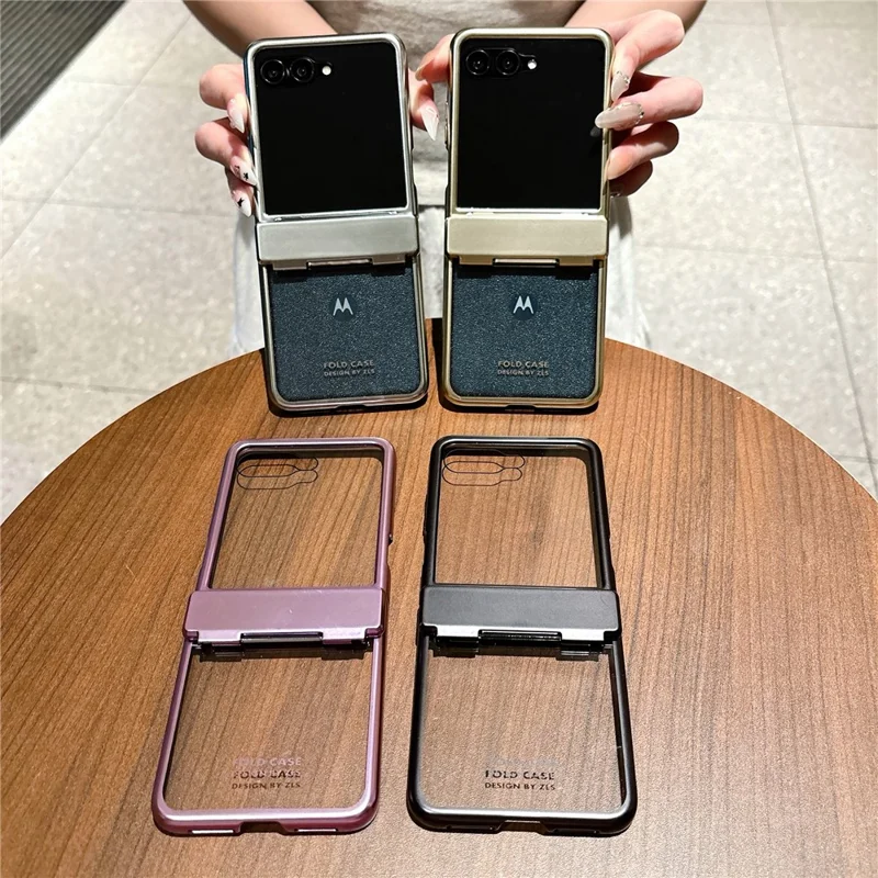 Custodia con placcatura per Motorola Razr 70 / Razr 60 / Razr 50 5G, cover pieghevole in policarbonato con protezione per schermo - Argento