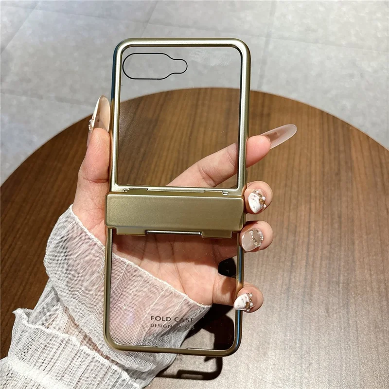 Custodia con placcatura per Motorola Razr 70 / Razr 60 / Razr 50 5G, cover pieghevole in policarbonato con protezione per schermo - Argento