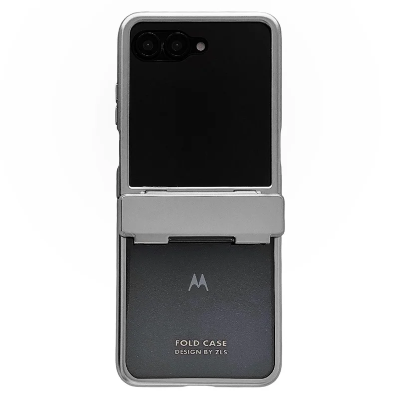 Funda con galvanizado para Motorola Razr 70 Pro / Razr 60 Pro 5G / Razr 50 Ultra 5G, carcasa de policarbonato para teléfono plegable con protector de pantalla - Plata