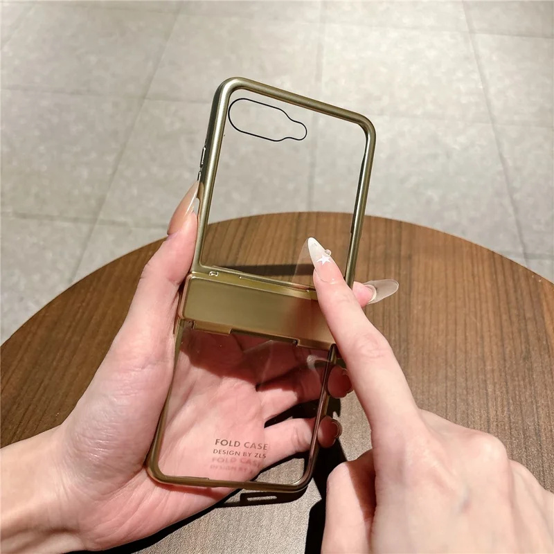 For Motorola Razr 70 Ultra / Razr 60 Ultra 5G Case Electroplating PC Folding Phone Cover with Screen Protector - Silver