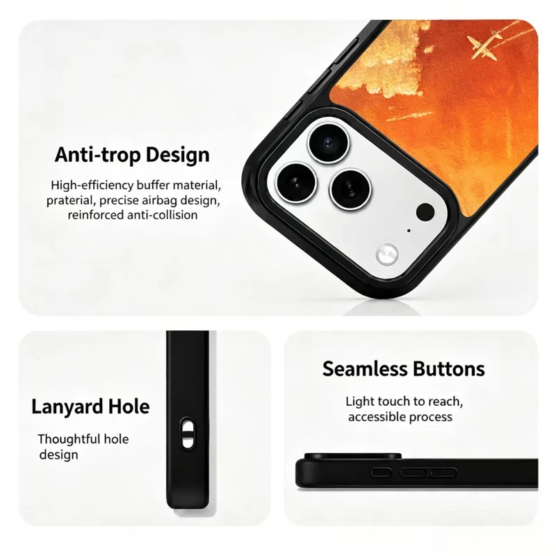 For iPhone 18 Pro Magnetic Case Five Elements Series UV Pattern Printing PC + Silicone Phone Cover - H00024