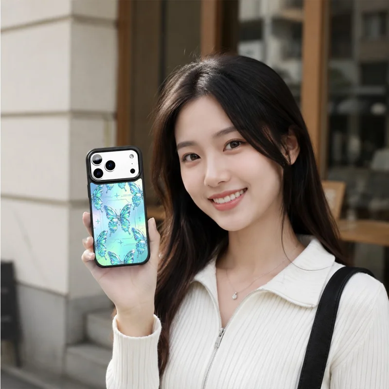 For iPhone 17 Pro Magnetic Case Sweet Garden Art Series UV Pattern Print PC + Silicone Phone Cover - ZX0056