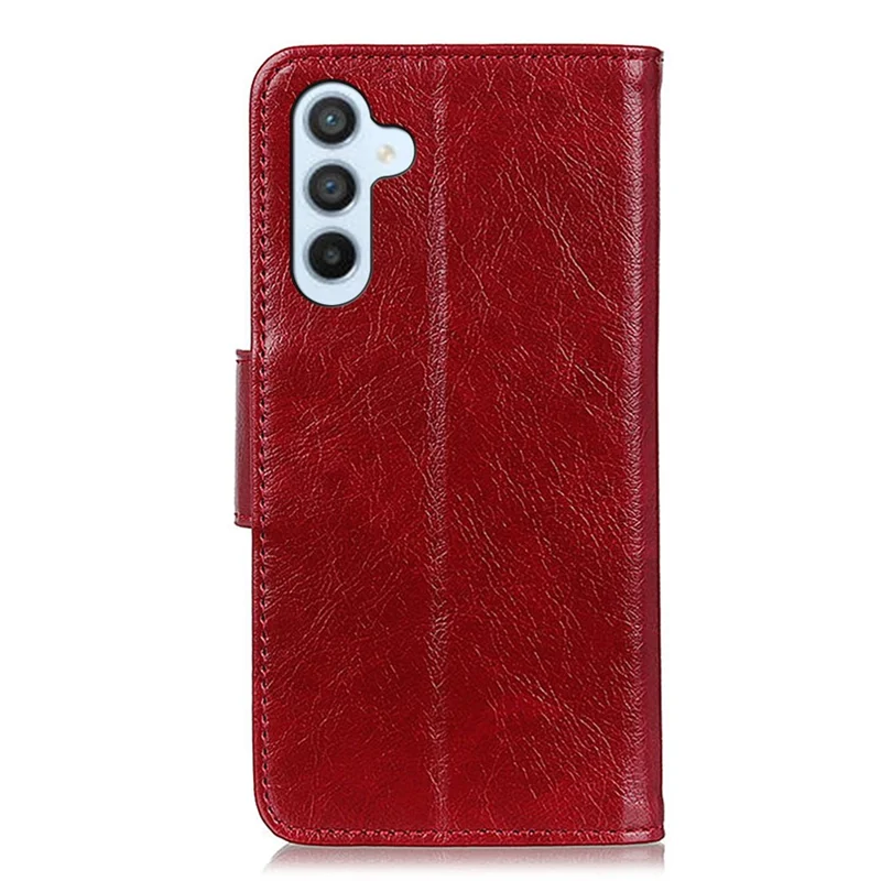 For Samsung Galaxy A34 5G Nappa Texture Split Leather Anti-Scratch Phone Case Stand Wallet Magnetic Closure Anti-fall Phone Cover - Red