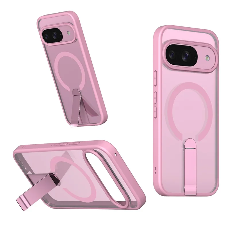 For Google Pixel 11  /  Pixel 11 Pro Magnetic Case Kickstand TPU + Acrylic Phone Cover - Pink