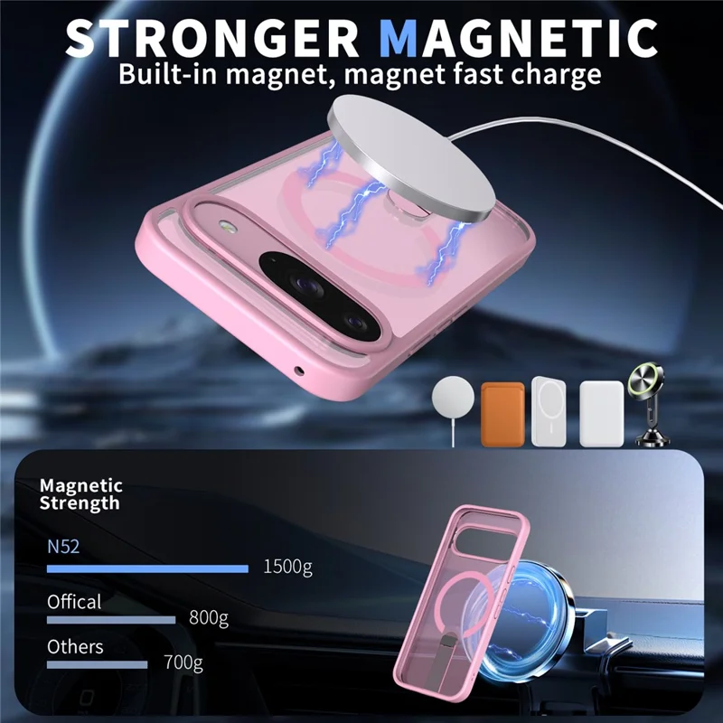 For Google Pixel 11  /  Pixel 11 Pro Magnetic Case Kickstand TPU + Acrylic Phone Cover - Pink