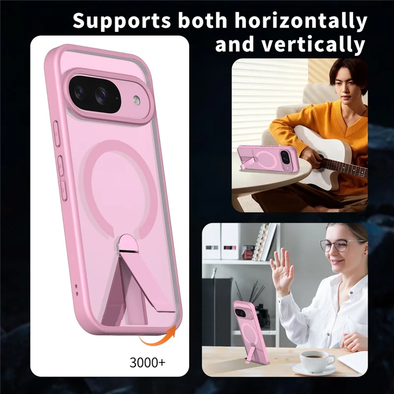 For Google Pixel 11  /  Pixel 11 Pro Magnetic Case Kickstand TPU + Acrylic Phone Cover - Pink