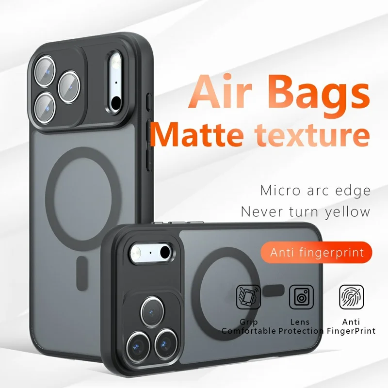 Магнитный чехол для iPhone 18 Pro Max, TPU + PC, матовая поверхность, чехол с тактильным покрытием - Черный