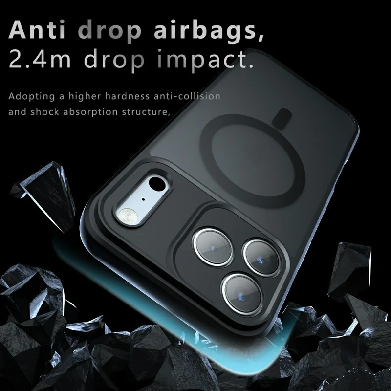 Магнитный чехол для iPhone 18 Pro Max, TPU + PC, матовая поверхность, чехол с тактильным покрытием - Черный