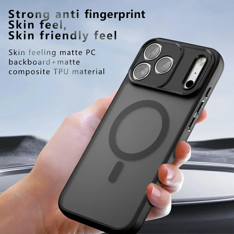 Магнитный чехол для iPhone 18 Pro Max, TPU + PC, матовая поверхность, чехол с тактильным покрытием - Черный