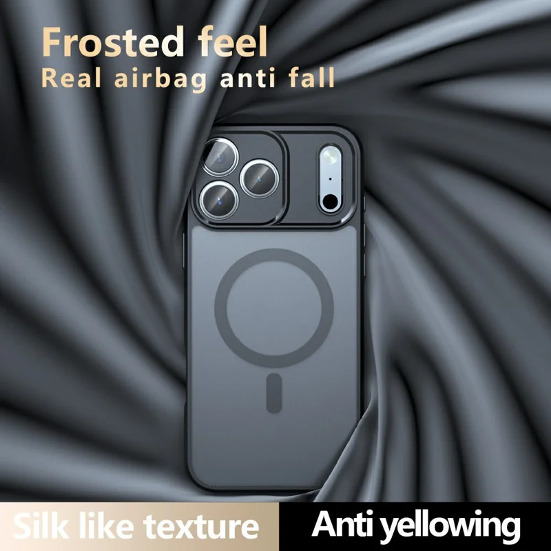 Магнитный чехол для iPhone 18 Pro Max, TPU + PC, матовая поверхность, чехол с тактильным покрытием - Черный